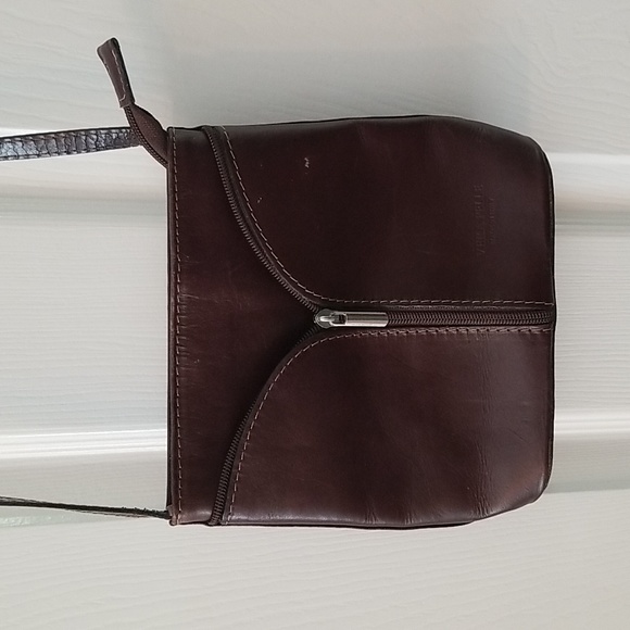 Vera Pelle dark brown crossbody purse approx 7x8 inches - Picture 2 of 15